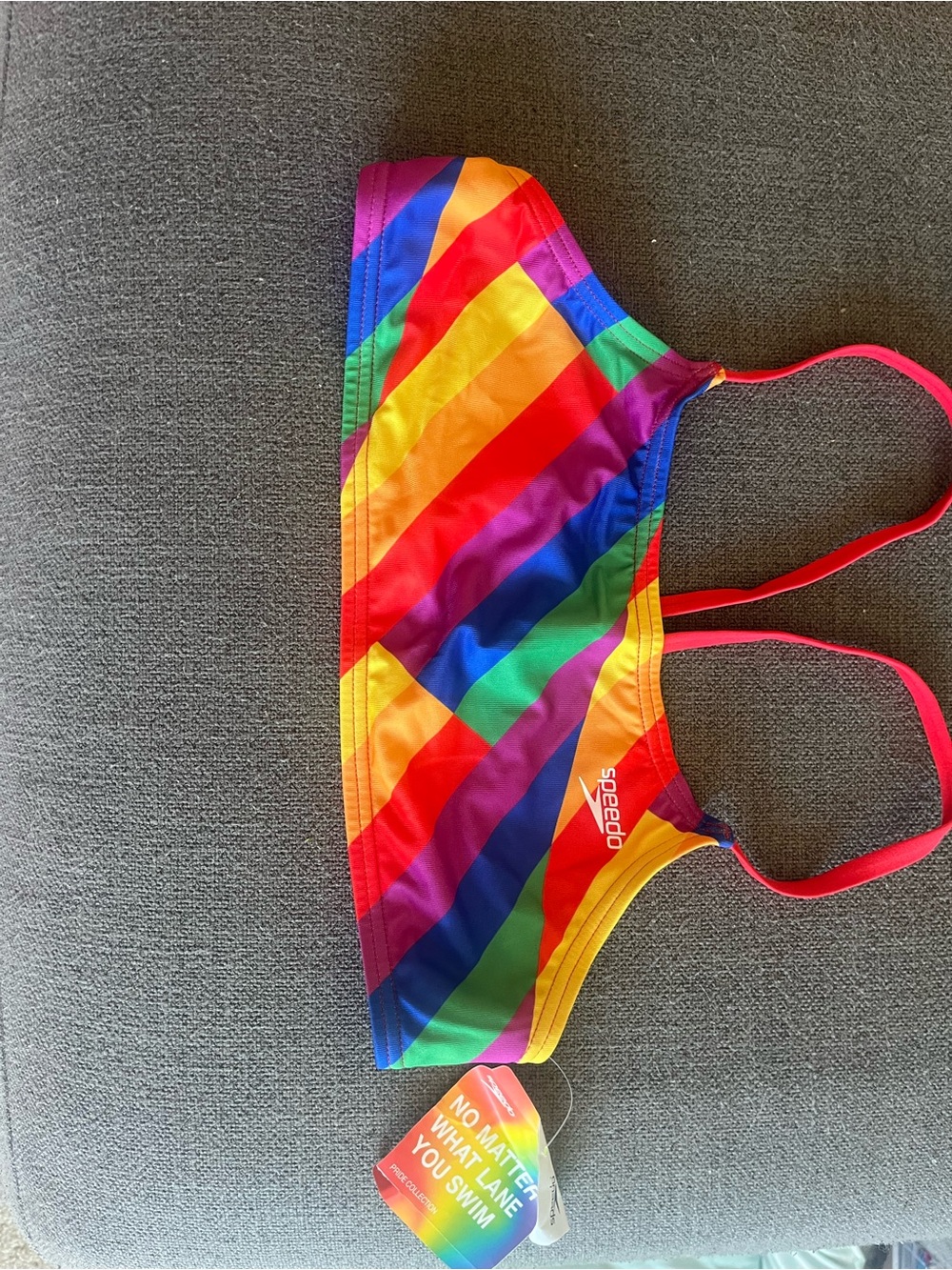 Speedo Women's Rainbow Stripe Bikini Top - Bright Multicolor - Picture 2 of 4